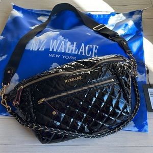 MZ Wallace cross body sling black lacquer brand new with tags